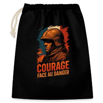 Pompier Courage Face au Danger – Héros Français - Sac cadeau 40 x 50 cm - noir - Devant