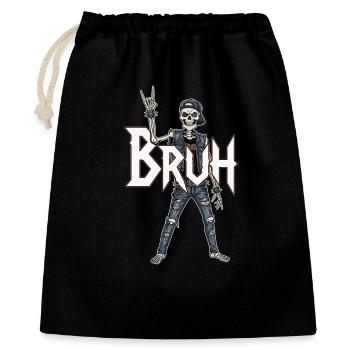 Bruh Skeleton Wippe - Geschenkbeutel aus Baumwolle (40 x 50 cm) - Schwarz - Vorne