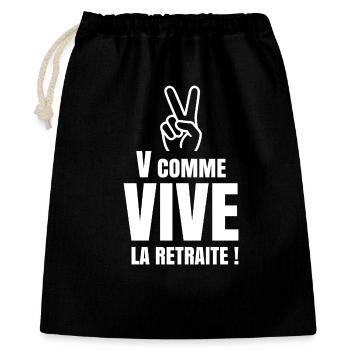 V Comme Vive la Retraite (texte blanc) - Sac cadeau 40 x 50 cm - noir - Devant