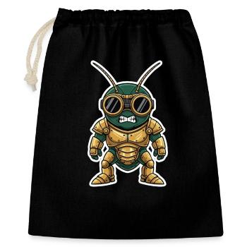 Cricket Guardian Steampunk Rüstung Goldene Messing - Geschenkbeutel aus Baumwolle (40 x 50 cm) - Schwarz - Vorne