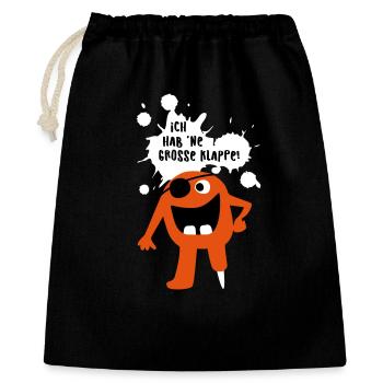 Monster große Klappe Großmaul Comic coole Quotes - Geschenkbeutel aus Baumwolle (40 x 50 cm) - Schwarz - Vorne