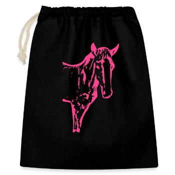 Cheval rose rose, poulain - Sac cadeau 40 x 50 cm - noir - Devant