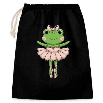Ballettfrosch im rosa Tutu - Geschenkbeutel aus Baumwolle (40 x 50 cm) - Schwarz - Vorne