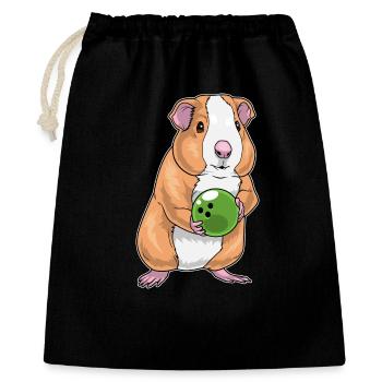 Meerschweinchen Bowling Bowlingkugel - Geschenkbeutel aus Baumwolle (40 x 50 cm) - Schwarz - Vorne