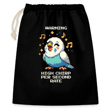 Warning: High chirping frequency | Budgie - Gift Bag 40 x 50 cm - black - Front
