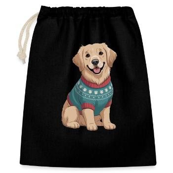Chien nordique en pull - Sac cadeau 40 x 50 cm - noir - Devant