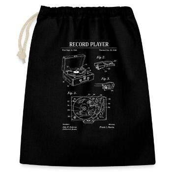 Plan de tourne-disque rétro - Sac cadeau 40 x 50 cm - noir - Devant