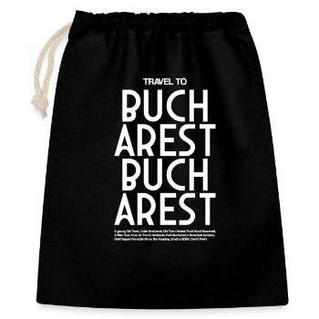 Reise nach Bukarest – Großbuchstaben Typo - Geschenkbeutel aus Baumwolle (40 x 50 cm) - Schwarz - Vorne