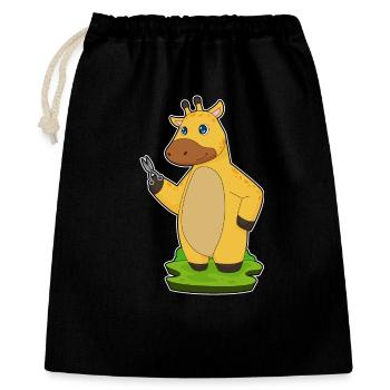 Giraffe Friseur Schere - Geschenkbeutel aus Baumwolle (40 x 50 cm) - Schwarz - Vorne
