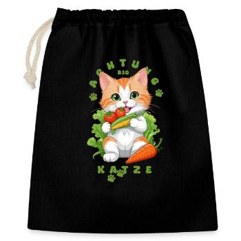 Bio Katze - Geschenkbeutel aus Baumwolle (40 x 50 cm) - Schwarz - Vorne