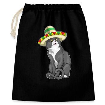 Katze Sombrero - Geschenkbeutel aus Baumwolle (40 x 50 cm) - Schwarz - Vorne