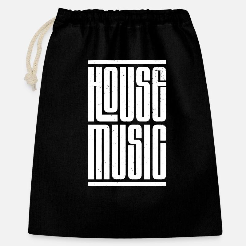 House Music Bold Logo - Geschenkbeutel aus Baumwolle (40 x 50 cm) - Schwarz