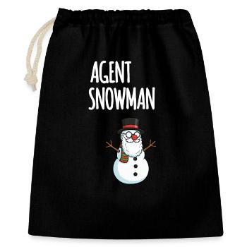 Agent Snowman - Geschenkbeutel aus Baumwolle (40 x 50 cm) - Schwarz - Vorne