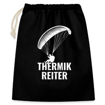 Gleitschirmflieger THERMIK REITER Lustiges - Geschenkbeutel aus Baumwolle (40 x 50 cm) - Schwarz - Vorne