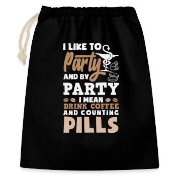 Partygetränk Kaffee Zählende Pillen Apothekerin - Geschenkbeutel aus Baumwolle (40 x 50 cm) - Schwarz - Vorne