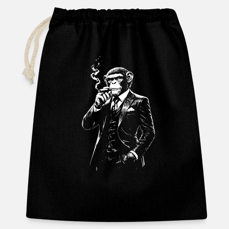 Elegant and Funny Monkey Smoking Cigar - Gift Bag 40 x 50 cm - black