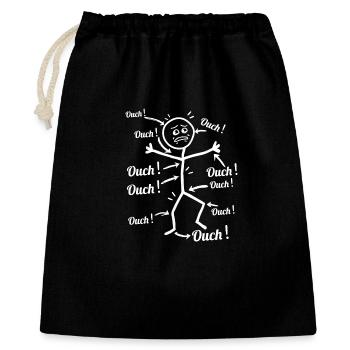 Humor, Sport & Gesundheit – Stickman, autsch, mal partout. - Geschenkbeutel aus Baumwolle (40 x 50 cm) - Schwarz - Vorne