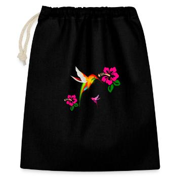 Colorful hummingbird in hibiscus duet - Gift Bag 40 x 50 cm - black - Front