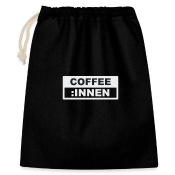 KAFFEE INNEN - Geschenkbeutel aus Baumwolle (40 x 50 cm) - Schwarz - Vorne