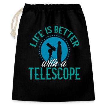 La vie est meilleure avec un espace astronomique télescope - Sac cadeau 40 x 50 cm - noir - Devant