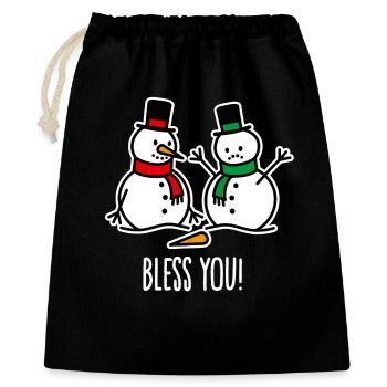 Gesundheit lustige Schneemann Cartoon Weihnachten - Geschenkbeutel aus Baumwolle (40 x 50 cm) - Schwarz - Vorne