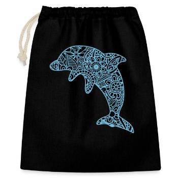 Dolphin T-Shirt Dauphin Dolphin Delfin Delfin Mandala - Geschenkbeutel aus Baumwolle (40 x 50 cm) - Schwarz - Vorne