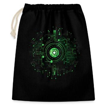Matrix Style, Zeichen, Symbole, Cyber, SciFi, Code - Geschenkbeutel aus Baumwolle (40 x 50 cm) - Schwarz - Vorne