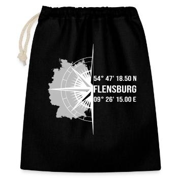 Koordinaten Flensburg - Geschenkbeutel aus Baumwolle (40 x 50 cm) - Schwarz - Vorne
