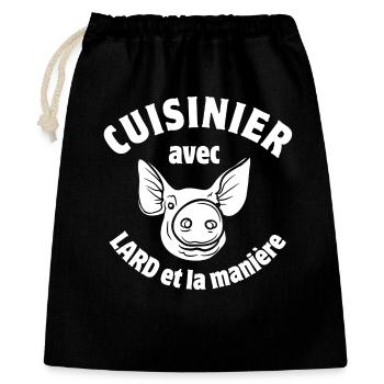 cuisinier, cuisinier, cochon - Sac cadeau 40 x 50 cm - noir - Devant