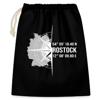 Koordinaten Rostock - Geschenkbeutel aus Baumwolle (40 x 50 cm) - Schwarz - Vorne