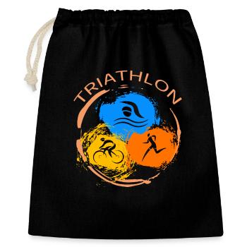 Triathlon - Geschenkbeutel aus Baumwolle (40 x 50 cm) - Schwarz - Vorne