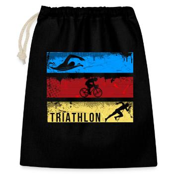 Triathlon - Geschenkbeutel aus Baumwolle (40 x 50 cm) - Schwarz - Vorne