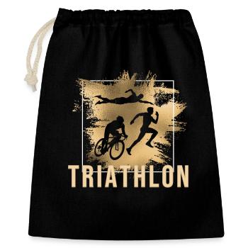 Triathlon - Geschenkbeutel aus Baumwolle (40 x 50 cm) - Schwarz - Vorne