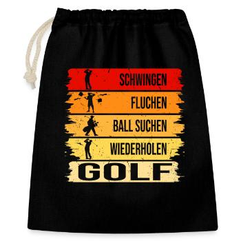 Schwingen - Fluchen - Ball suchen - Wiederholen - Geschenkbeutel aus Baumwolle (40 x 50 cm) - Schwarz - Vorne