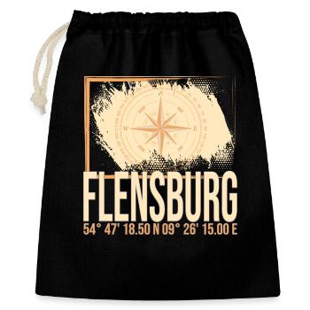 Flensburg Koordinaten - Geschenkbeutel aus Baumwolle (40 x 50 cm) - Schwarz - Vorne