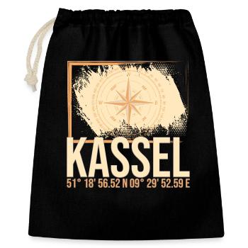 Kassel Koordinaten - Geschenkbeutel aus Baumwolle (40 x 50 cm) - Schwarz - Vorne