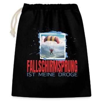 Fallschirmsprung ist meine Droge - Geschenkbeutel aus Baumwolle (40 x 50 cm) - Schwarz - Vorne