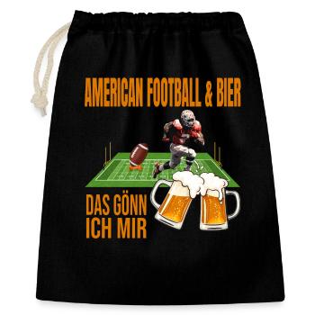 American Football & Bier - Das gönn ich mir - Geschenkbeutel aus Baumwolle (40 x 50 cm) - Schwarz - Vorne