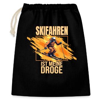 Skifahren ist meine Droge - Geschenkbeutel aus Baumwolle (40 x 50 cm) - Schwarz - Vorne