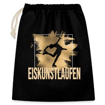 Eiskunstlauf - Geschenkbeutel aus Baumwolle (40 x 50 cm) - Schwarz - Vorne