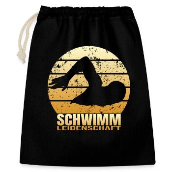 Schwimm Leidenschaft - Geschenkbeutel aus Baumwolle (40 x 50 cm) - Schwarz - Vorne