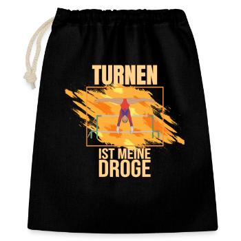Turnen ist meine Droge - Geschenkbeutel aus Baumwolle (40 x 50 cm) - Schwarz - Vorne