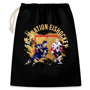 Faszination Eishockey - Geschenkbeutel aus Baumwolle (40 x 50 cm) - Schwarz - Vorne
