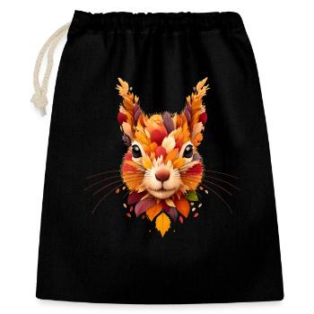 Écureuil, conçu à partir de différentes feuilles - Sac cadeau 40 x 50 cm - noir - Devant
