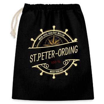 Mein Herz schlägt Wellen - St. Peter-Ording - Geschenkbeutel aus Baumwolle (40 x 50 cm) - Schwarz - Vorne