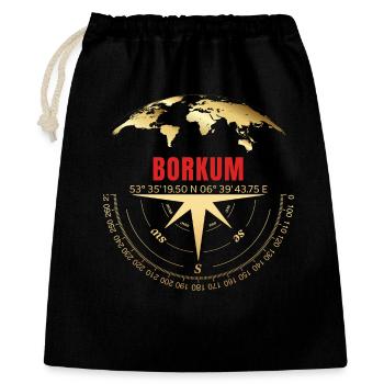 Koordinaten Borkum - Geschenkbeutel aus Baumwolle (40 x 50 cm) - Schwarz - Vorne