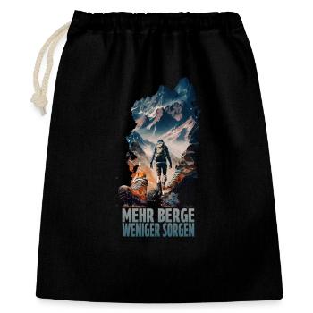 Mehr Berge - Weniger Sorgen - Geschenkbeutel aus Baumwolle (40 x 50 cm) - Schwarz - Vorne