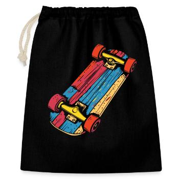 Skateboard Grafik Vintage Look - Geschenkbeutel aus Baumwolle (40 x 50 cm) - Schwarz - Vorne