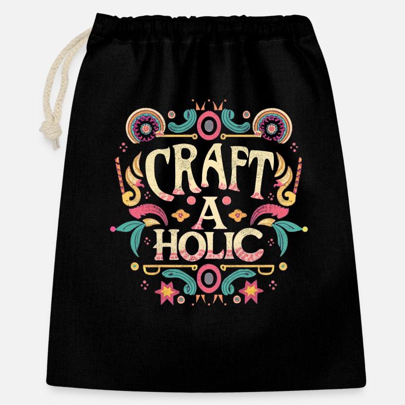 Craft-aholic - Geschenkbeutel aus Baumwolle (40 x 50 cm) - Schwarz