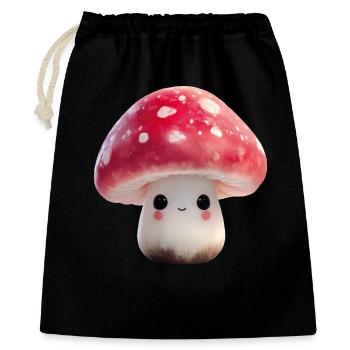 Mushroom Kawaii with Face - Gift Bag 40 x 50 cm - black - Front